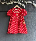 Red plain cotton dress