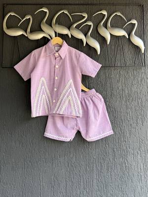 Purple embroidered cotton co ord set 1