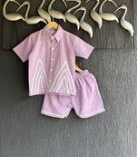 Purple embroidered cotton co ord set