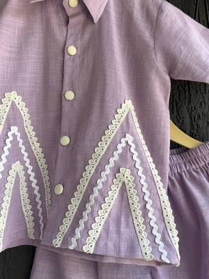 Purple embroidered cotton co ord set 3