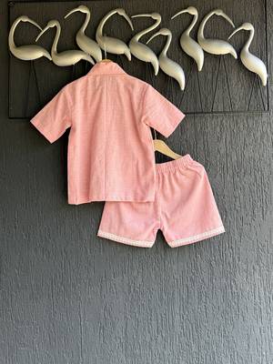 Pink embroidered cotton co ord set 2