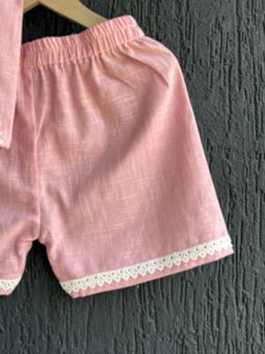 Pink embroidered cotton co ord set 3