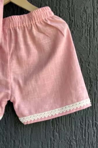 Pink embroidered cotton co ord set