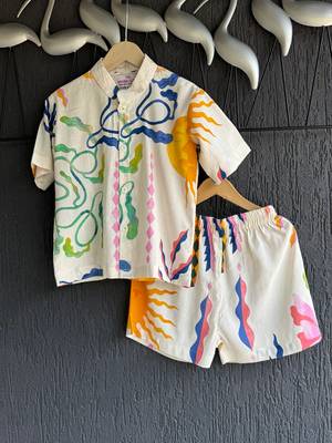 White printed cotton co ord set 1