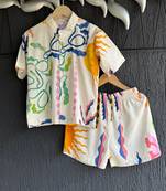 White printed cotton co ord set