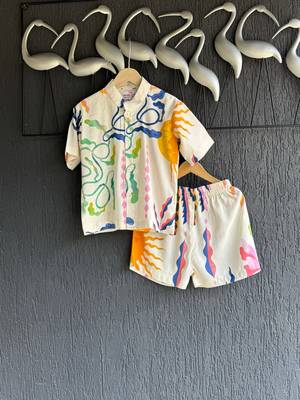 White printed cotton co ord set 2