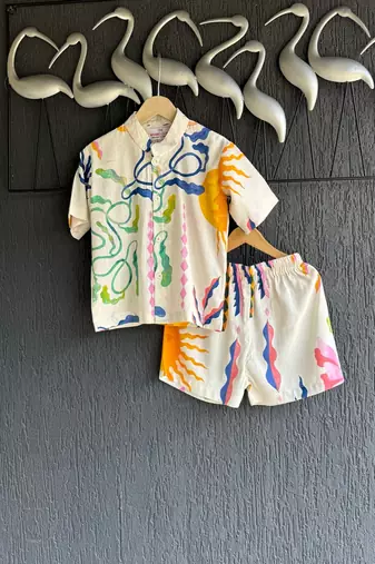 White printed cotton co ord set