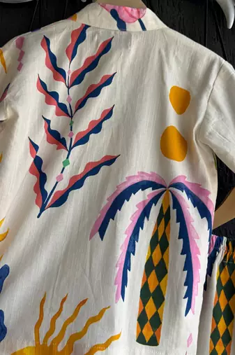 White printed cotton co ord set
