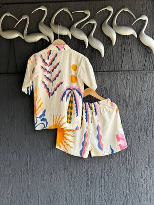 White printed cotton co ord set 4