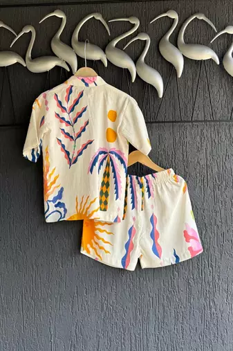 White printed cotton co ord set