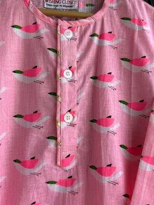 Pink printed cotton silk kurta set 3