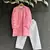 Pink printed cotton silk kurta set