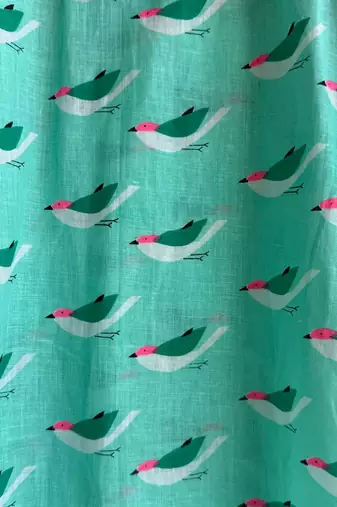 Green printed cotton silk kurta set