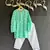 Green printed cotton silk kurta set