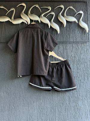 Black embroidered cotton co ord set 2