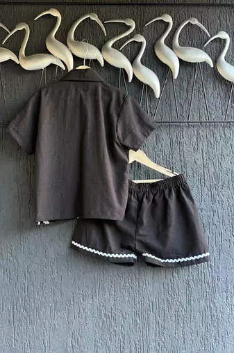 Black embroidered cotton co ord set
