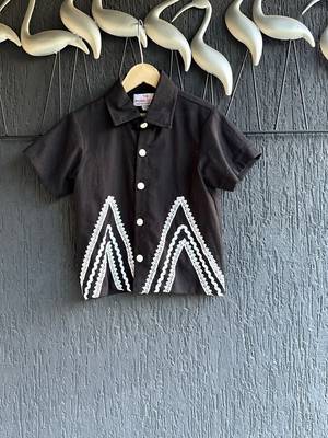 Black embroidered cotton shirt 1