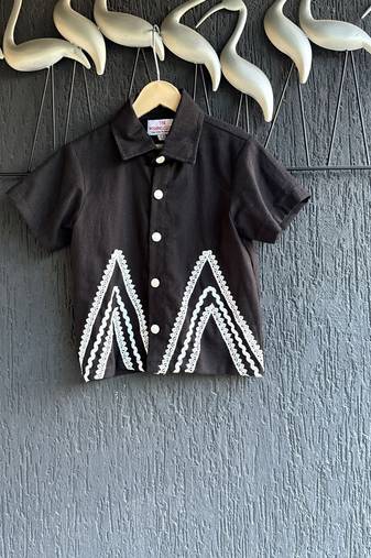 Black embroidered cotton shirt