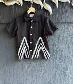 Black embroidered cotton shirt