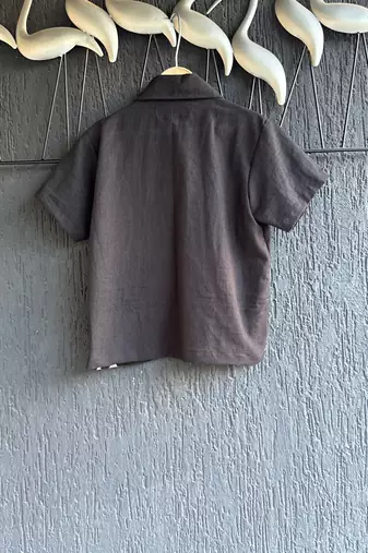 Black embroidered cotton shirt