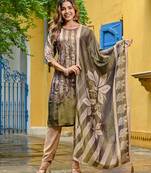 Green color beautiful jari tissue fabric readymade stylish ethnic suits for girls