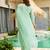 Turquoise color ceremonial wear cotton fabric readymade kurta set