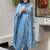 Sky blue color viscose chanderi fabric beautiful festive wear readyamde kurta set with dupatta