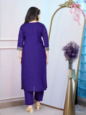 Blue color p v chanderi beautiful festive wear readyamde kurta set with dupatta 2