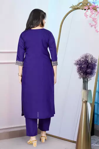 Blue color p v chanderi beautiful festive wear readyamde kurta set with dupatta