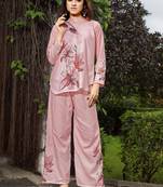 Pink color rayon fabric designer digital printed readymade co ord set
