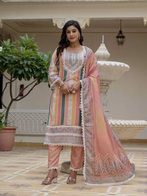 Multy color rayon slub graceful festive special kurta set 1