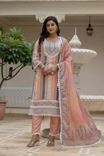 Multy color rayon slub fabric graceful festive special kurta set