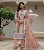 Multy color rayon slub fabric graceful festive special kurta set