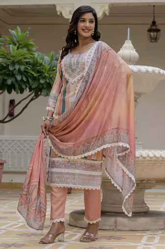 Multy color rayon slub graceful festive special kurta set