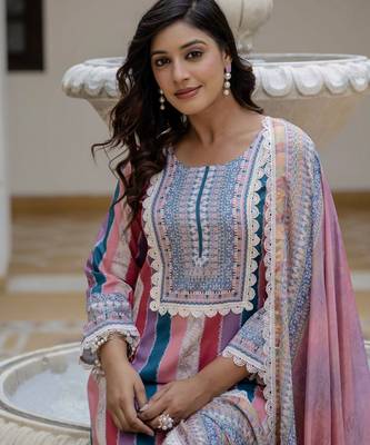 Multy color rayon slub graceful festive special kurta set 3