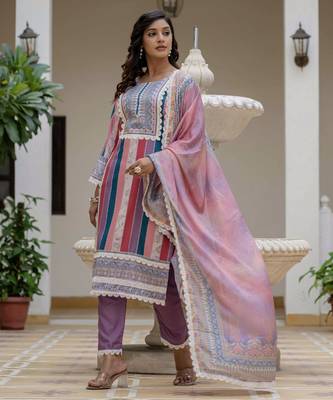 Multy color rayon slub graceful festive special kurta set 4