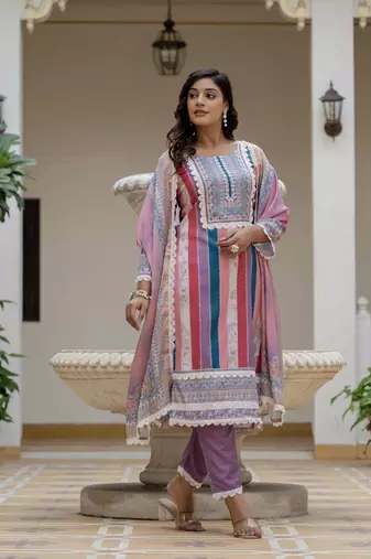 Multy color rayon slub graceful festive special kurta set