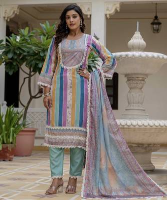 Multy color rayon slub graceful festive special kurta set 1