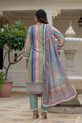 Multy color rayon slub graceful festive special kurta set