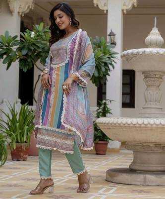 Multy color rayon slub graceful festive special kurta set 4
