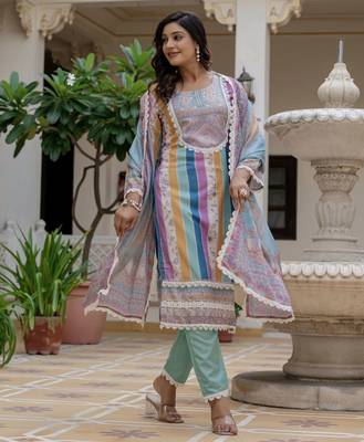 Multy color rayon slub graceful festive special kurta set 5