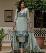 Sky blue color jacquard silk fabric graceful festive special kurta set