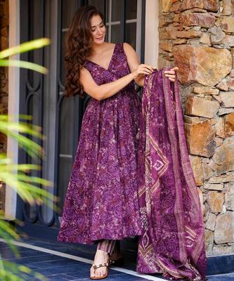 Purple color beautiful partywear ceremonial attire 1