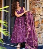 Purple color beautiful ethnic partywear girlie ceremonial attire