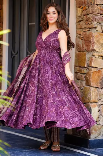 Purple color beautiful partywear ceremonial attire