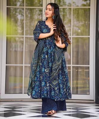 Blue color beautiful partywear ceremonial attire 1