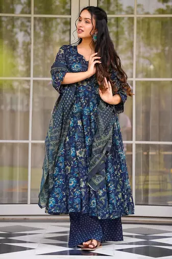 Blue color beautiful ethnic partywear girlie ceremonial attire