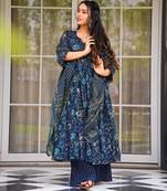 Blue color beautiful ethnic partywear girlie ceremonial attire