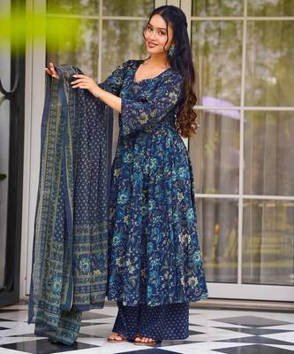 Blue color beautiful partywear ceremonial attire 3