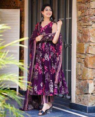 Purple color beautiful partywear ceremonial attire 1